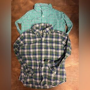 Lands' End Green and Blue Plaid Shirts 4T